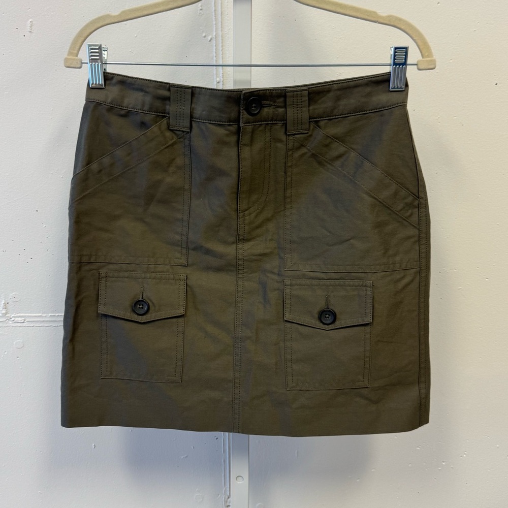 NWOT Banana Republic Cotton Silk Cargo Safari Mini Skirt Military Green Sz 2